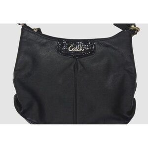 Small Black Coach Crossbody With Snakeskin Accents‎
